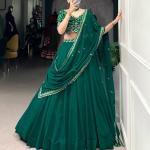 Green Georgette Thread Embroidery Work Belt choli