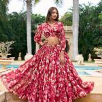 Red Georgette Floral Printed Co-Ord Set