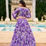 Purple Georgette Floral Printed Co-Ord Set
