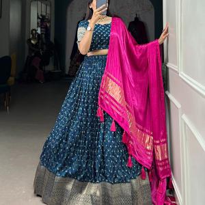 BLUE Viscose Dola silk choli
