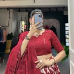 Red n white Floral Print choli